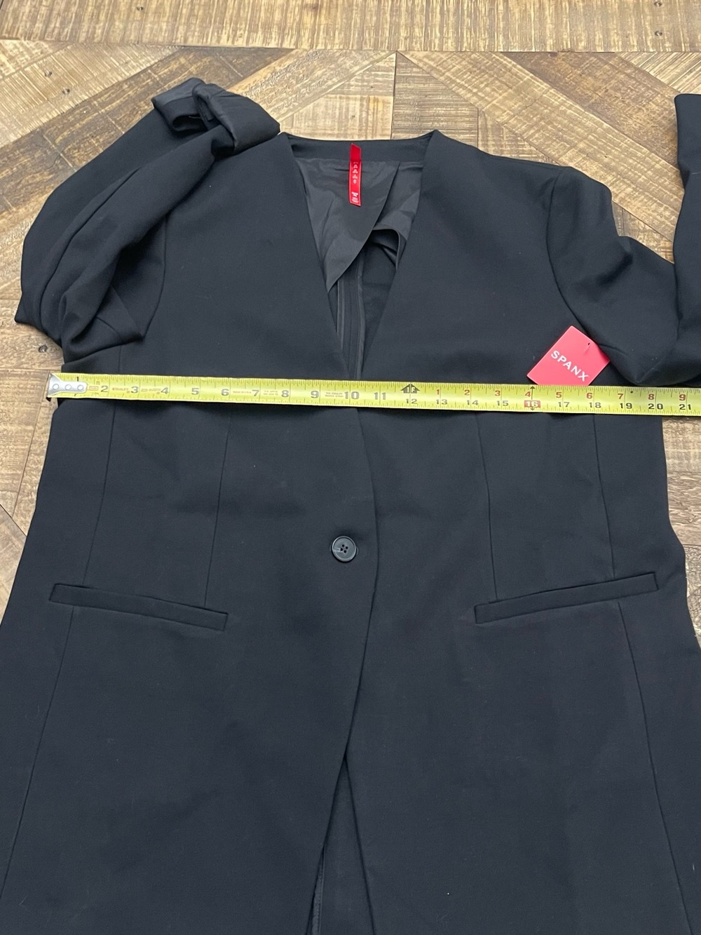 the Spanx Perfect Collarless Blazer in Classic Black. - Picture 6 of 10